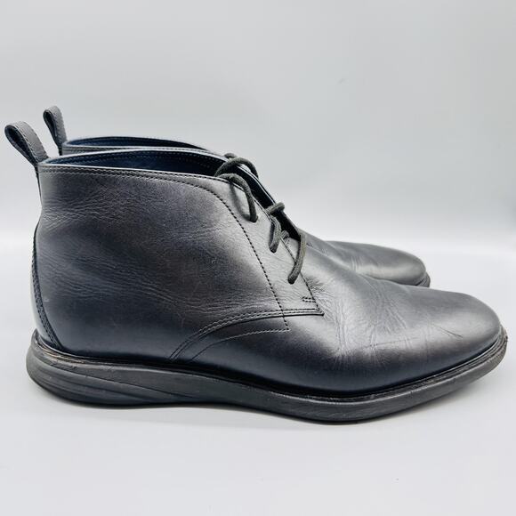 Cole Haan Boots Mens 12 Black Leather Chukka Grand OS Ankle Lace Up Comfort - Picture 1 of 10